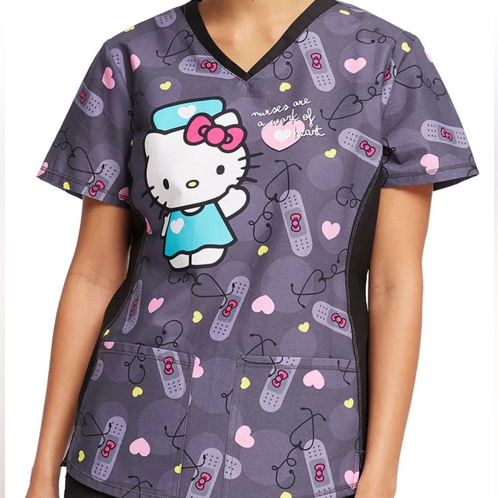 HELLO KITTY NURSE SCRUB TOP
